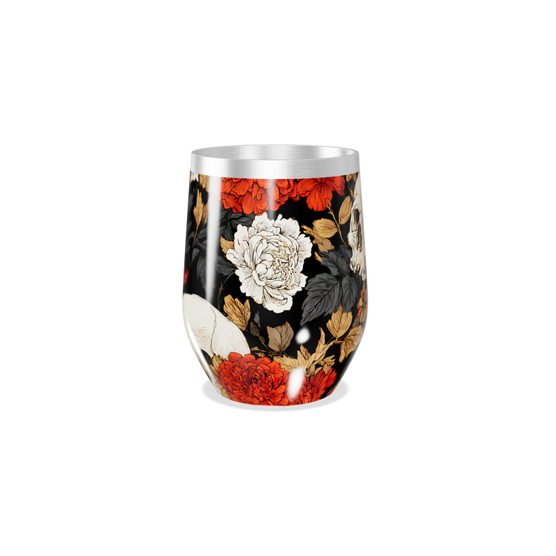 Copo Térmico Slim - Floral Caveira Preto