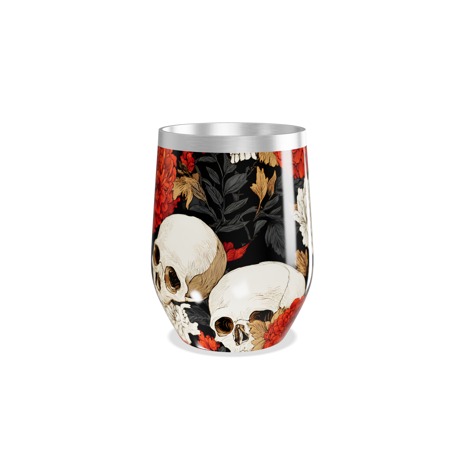 Copo Térmico Slim - Floral Caveira Preto