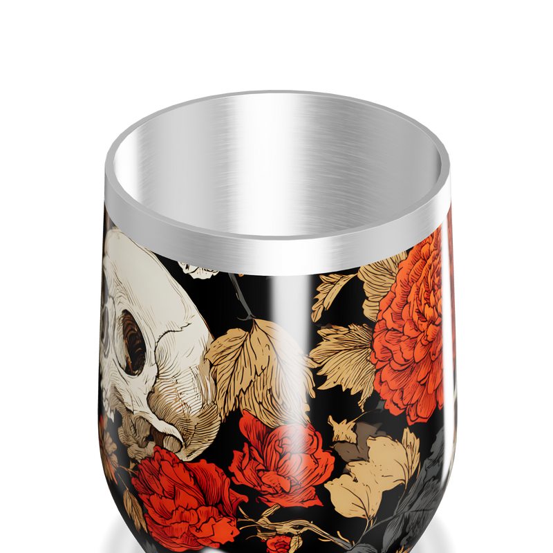 Copo Térmico Slim - Floral Caveira Preto