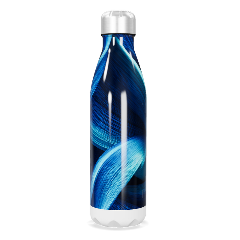Garrafa Inox - Azul com Estampa Abstrata