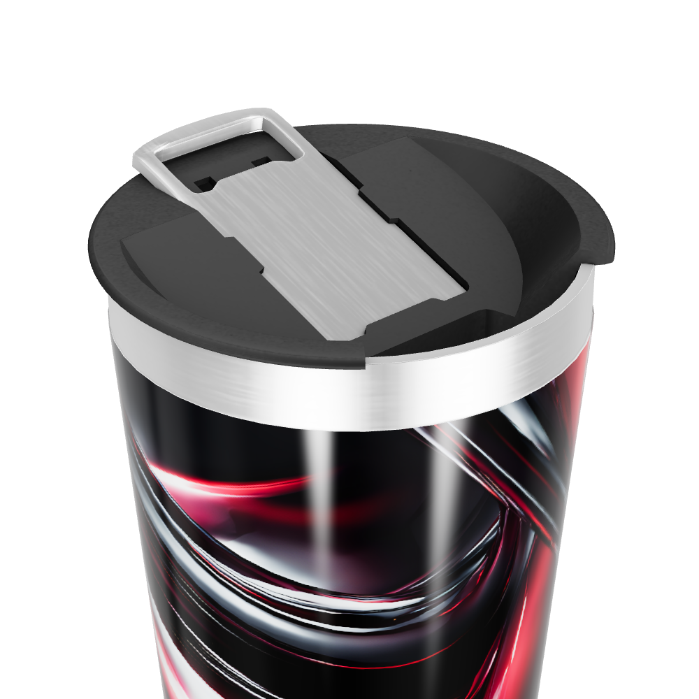 Copo Térmico - Design Abstrato Preto e Vermelho