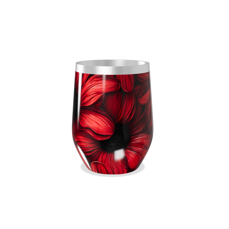 Copo Térmico Slim - Flores Vermelhas Inox