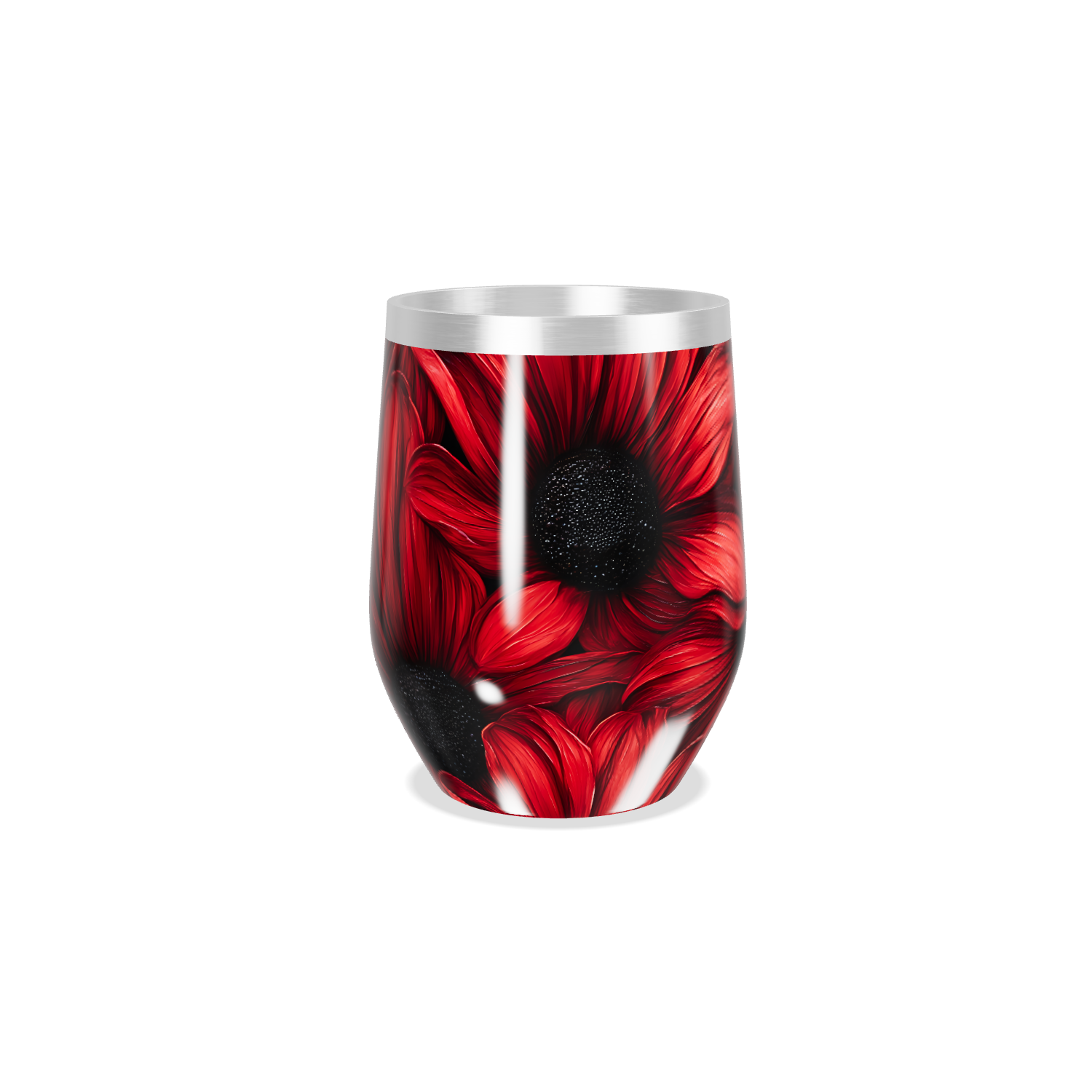 Copo Térmico Slim - Flores Vermelhas Inox