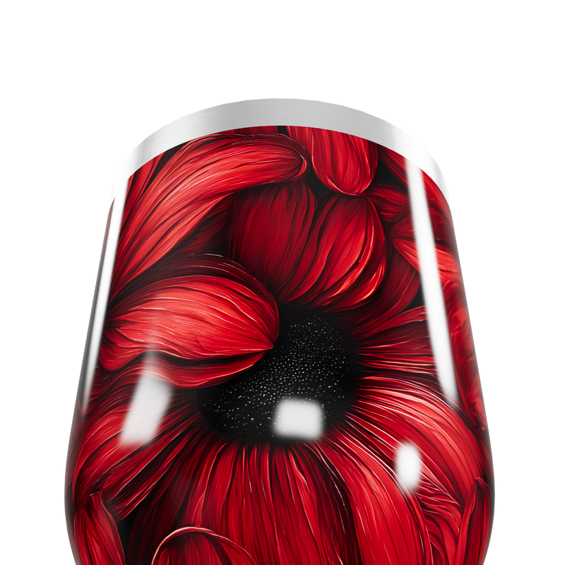 Copo Térmico Slim - Flores Vermelhas Inox