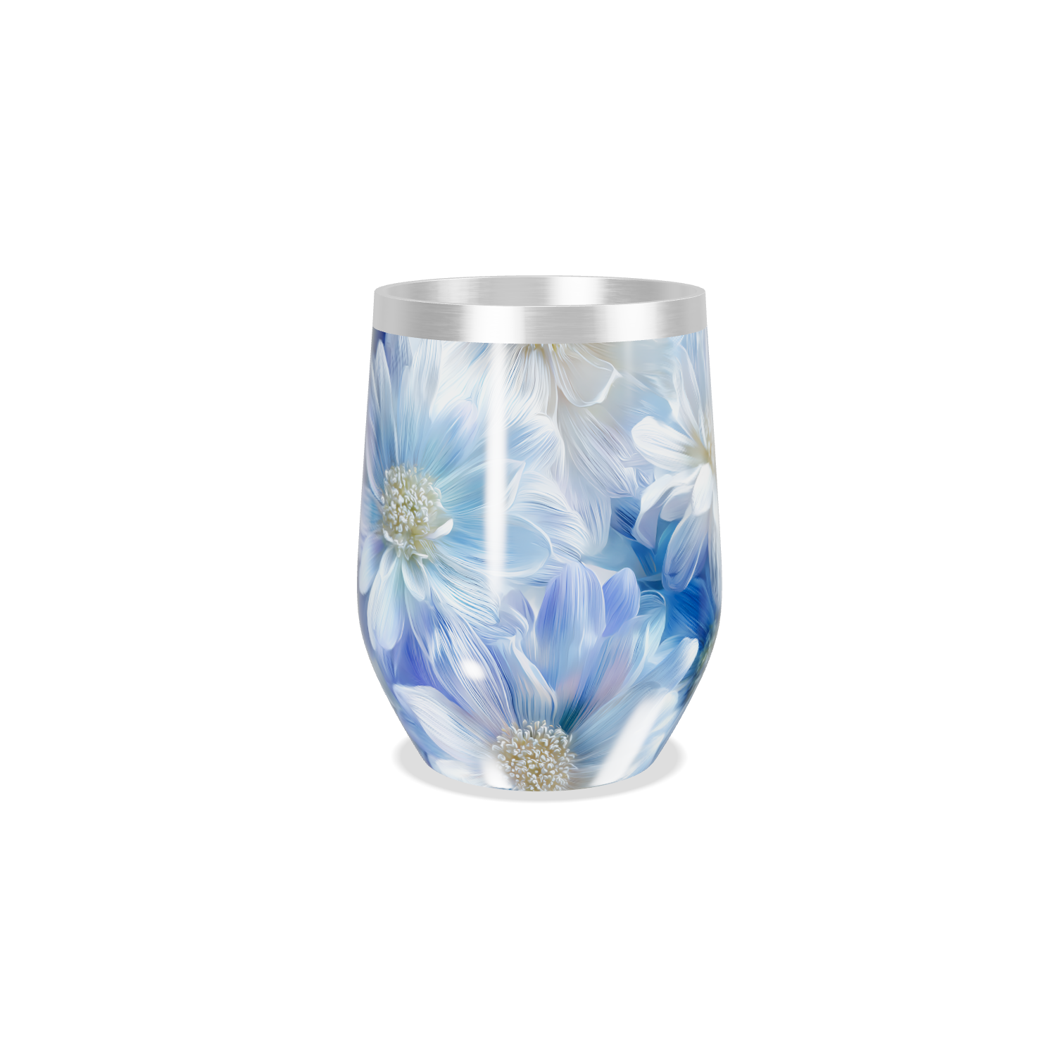 Copo Térmico Slim - Floral Azul Inox