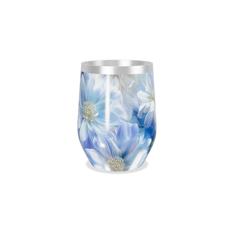 Copo Térmico Slim - Floral Azul Inox