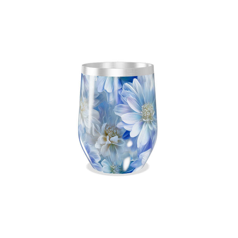 Copo Térmico Slim - Floral Azul Inox