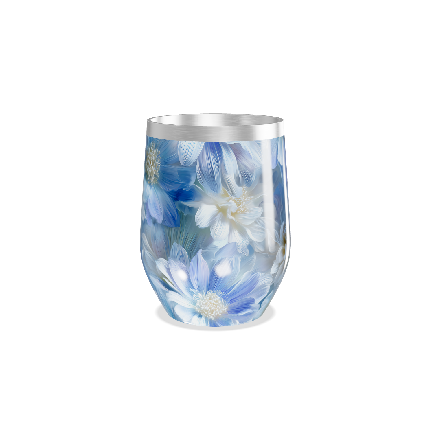 Copo Térmico Slim - Floral Azul Inox