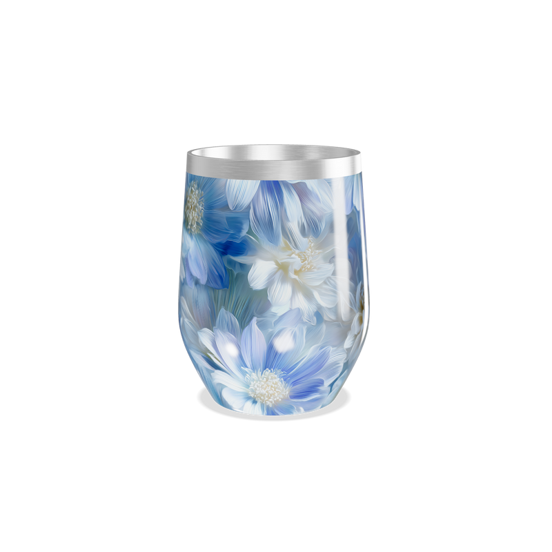 Copo Térmico Slim - Floral Azul Inox