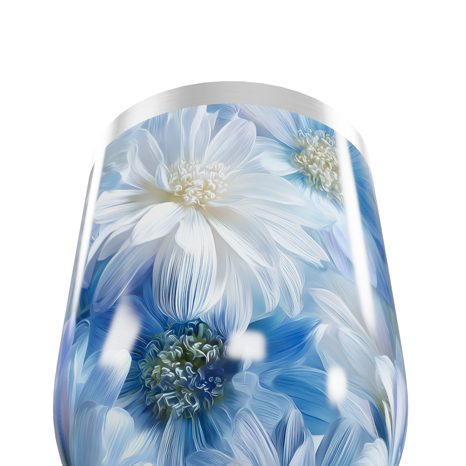 Copo Térmico Slim - Floral Azul Inox