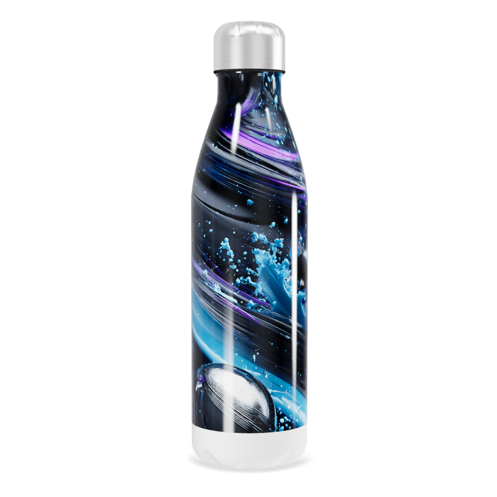 Garrafa Inox - Design Abstrato Azul
