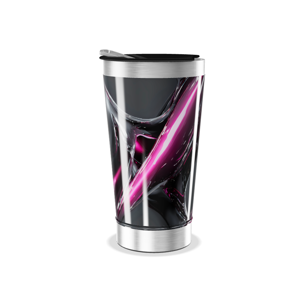 Copo Térmico - Preto e Rosa Abstrato