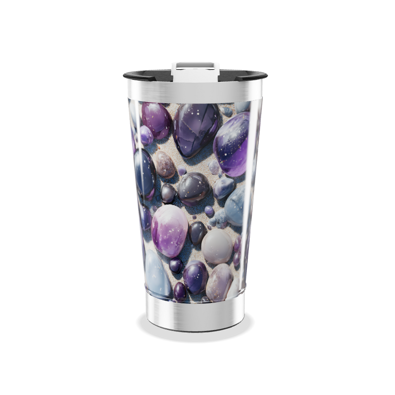Copo Térmico - Pedras Roxas e Prateado