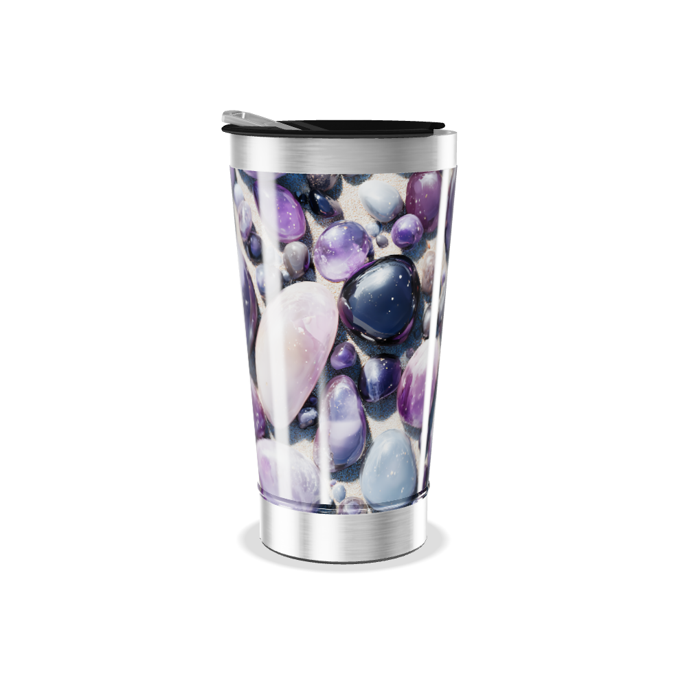 Copo Térmico - Pedras Roxas e Prateado