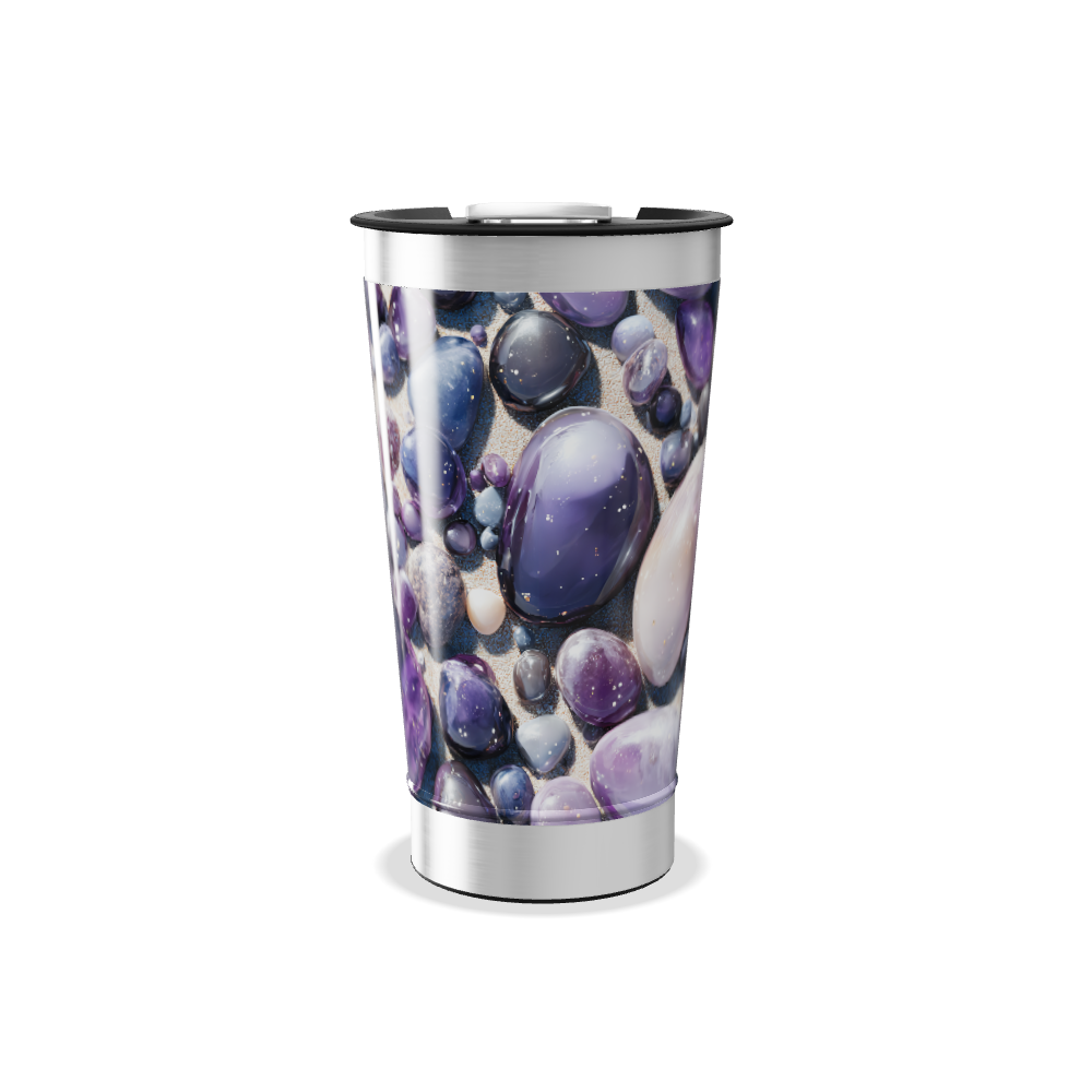 Copo Térmico - Pedras Roxas e Prateado