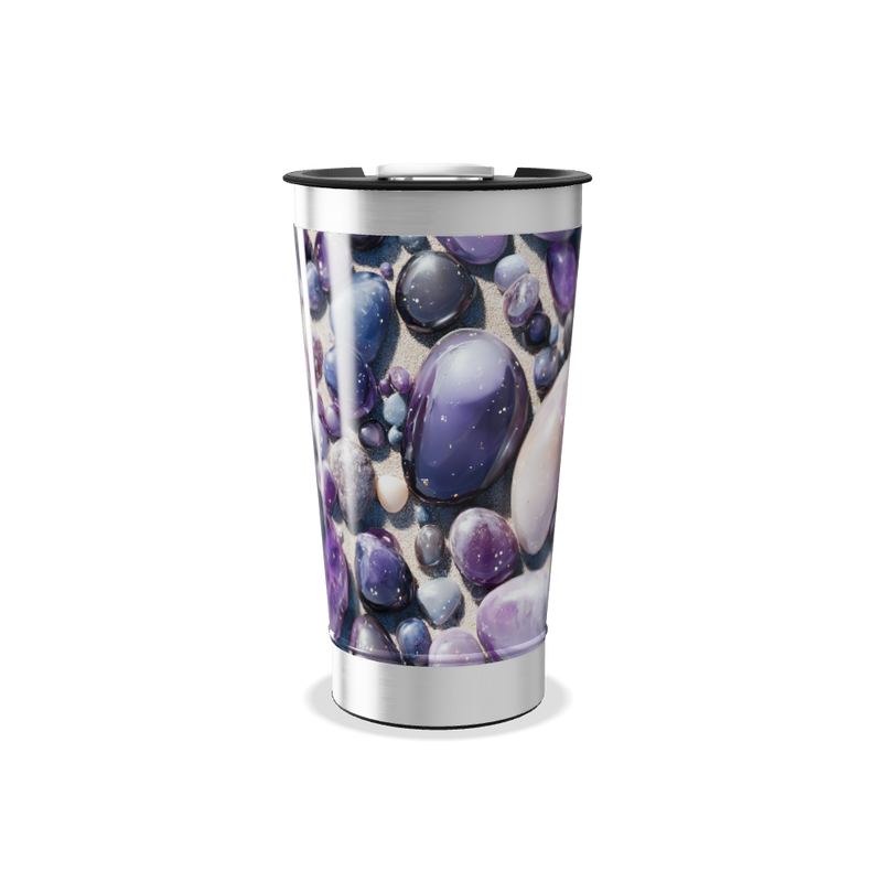 Copo Térmico - Pedras Roxas e Prateado