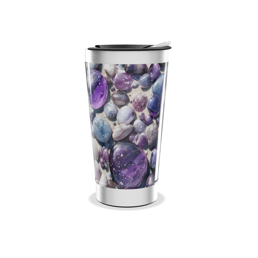 Copo Térmico - Pedras Roxas e Prateado