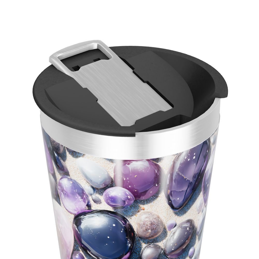 Copo Térmico - Pedras Roxas e Prateado