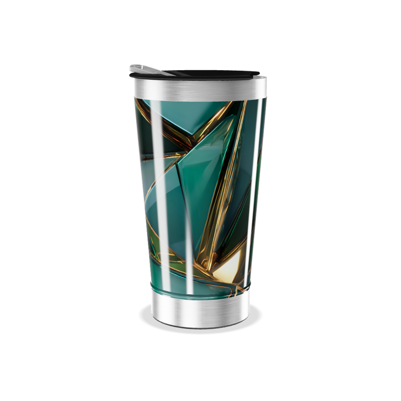 Copo Térmico - Verde com Detalhes Dourados