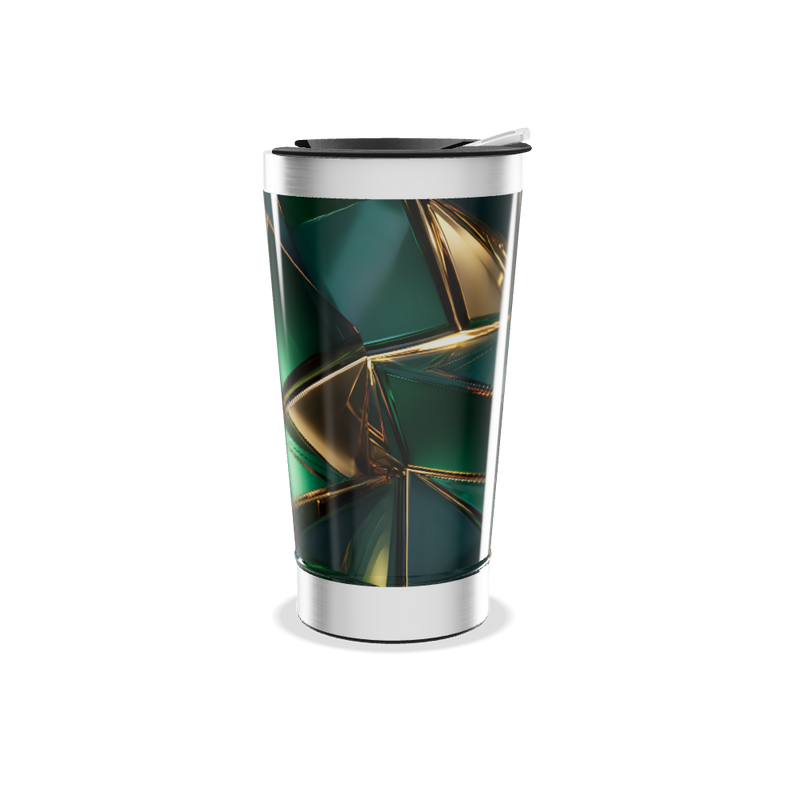 Copo Térmico - Verde com Detalhes Dourados