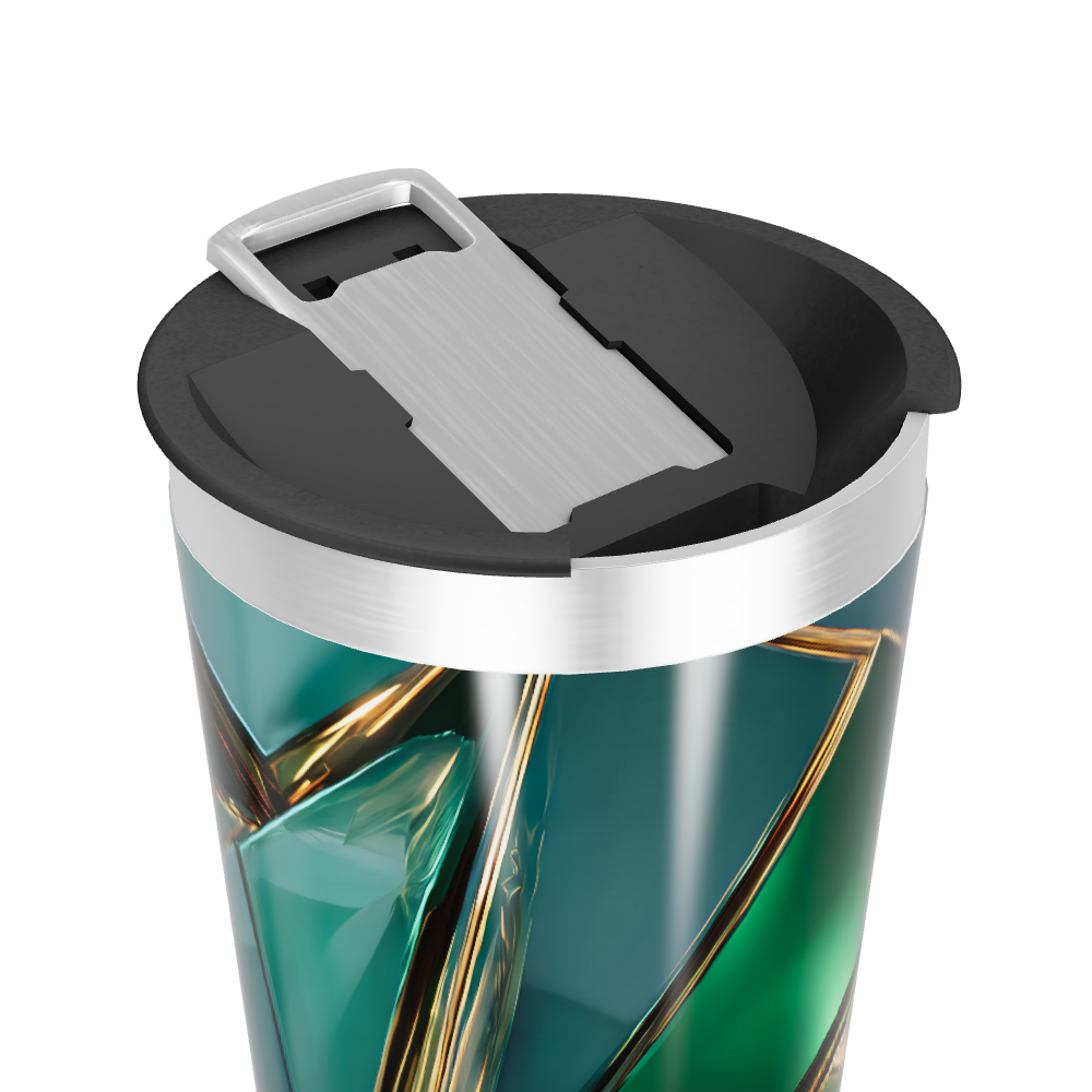 Copo Térmico - Verde com Detalhes Dourados