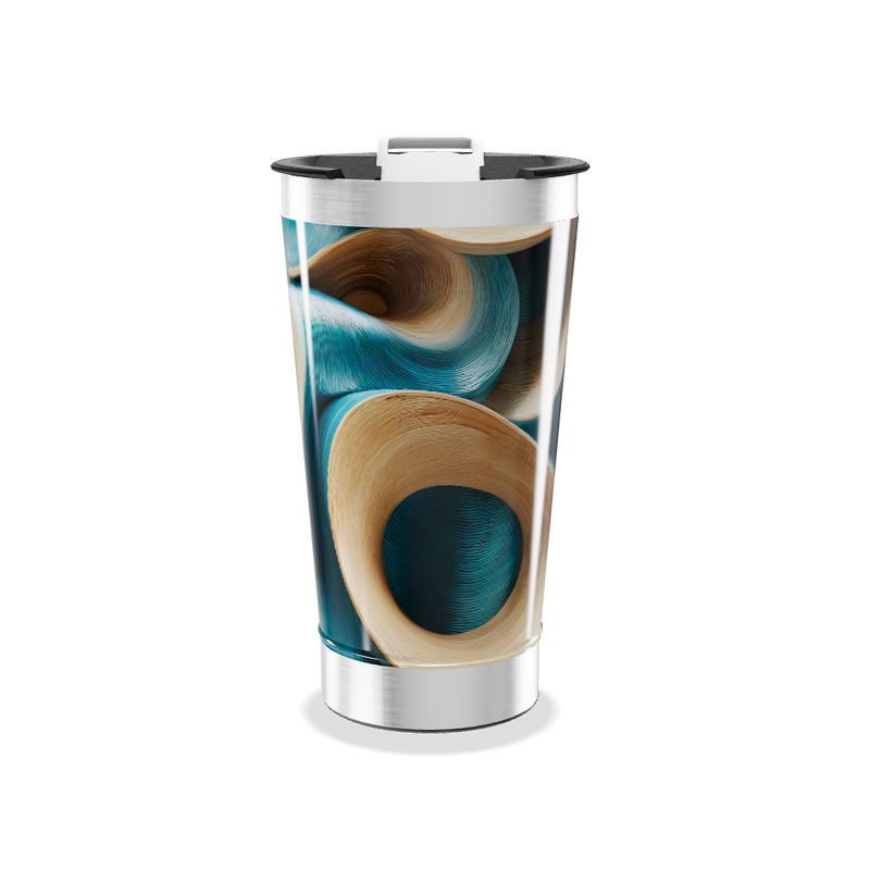 Copo Térmico - Abstrato Azul e Bege