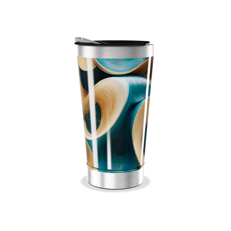 Copo Térmico - Abstrato Azul e Bege