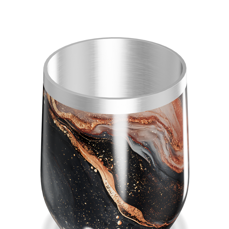 Copo Térmico Slim - Mármore Preto e Dourado