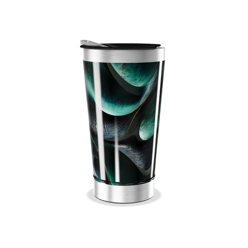 Copo Térmico - Verde Abstrato em Aço Inox