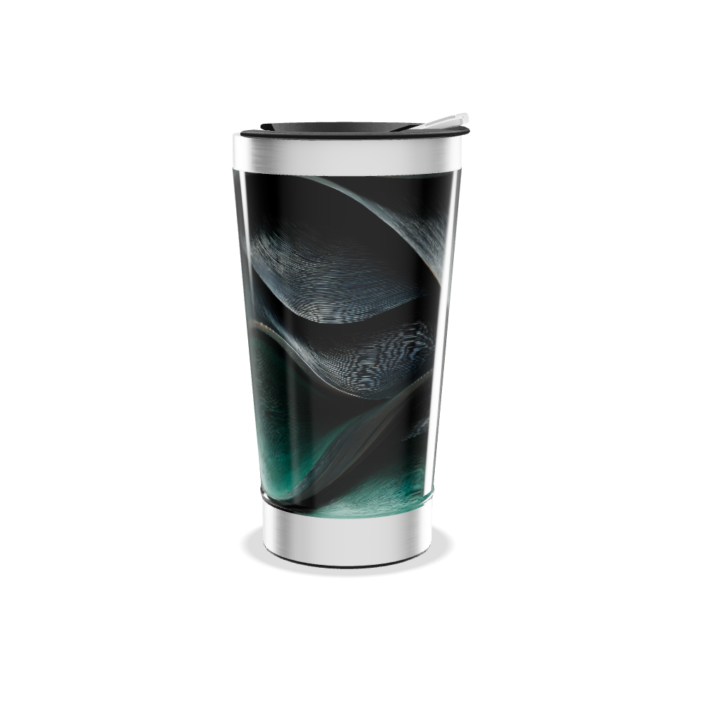 Copo Térmico - Verde Abstrato em Aço Inox