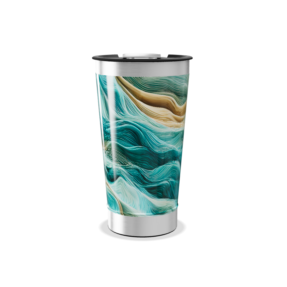 Copo Térmico - Ondas Azul e Bege