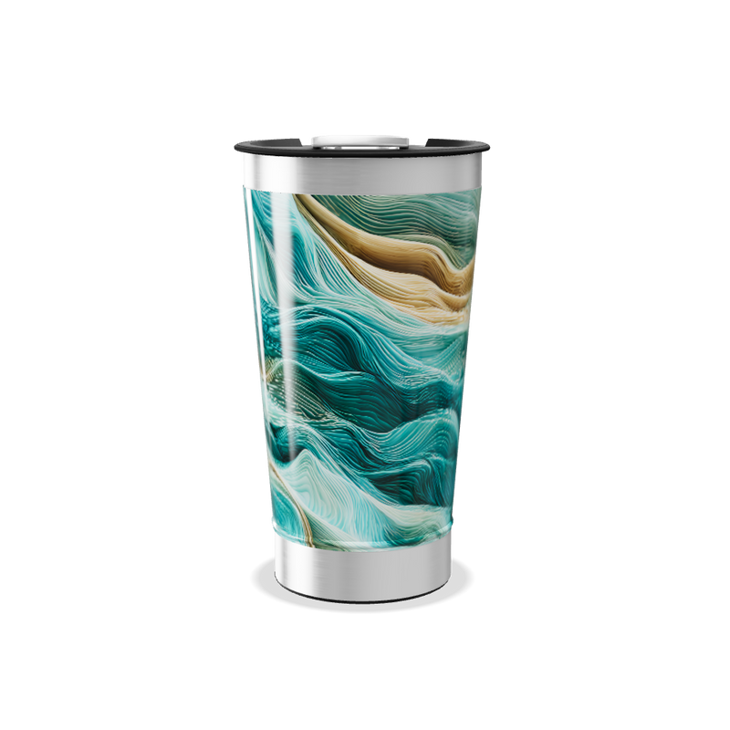 Copo Térmico - Ondas Azul e Bege