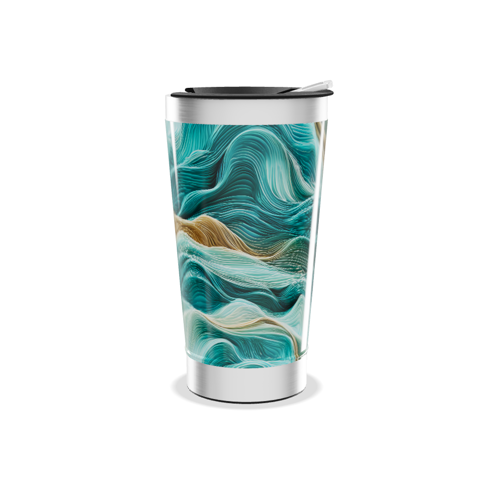 Copo Térmico - Ondas Azul e Bege