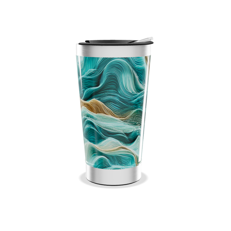 Copo Térmico - Ondas Azul e Bege