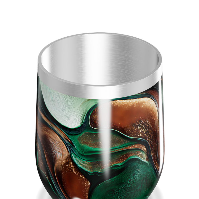 Copo Térmico Slim - Verde e Marrom Abstrato