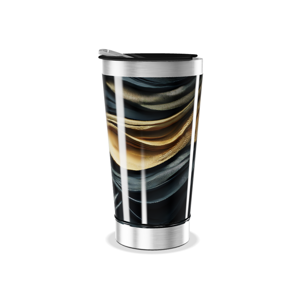 Copo Térmico - Estampa Abstrata Preta e Dourada