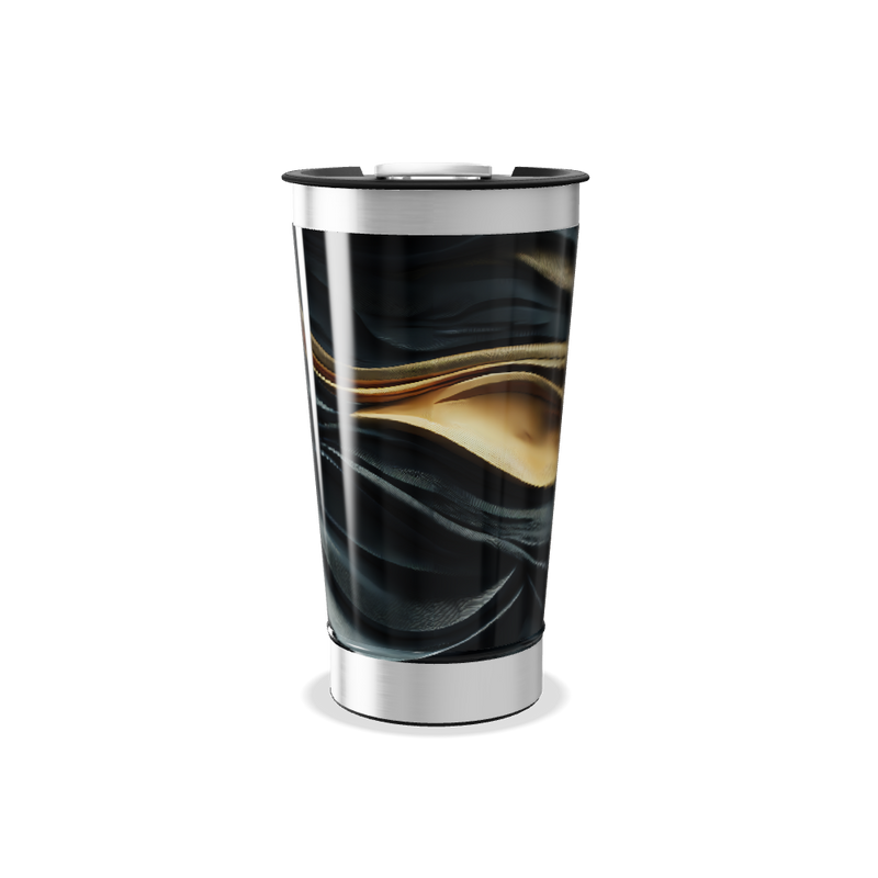 Copo Térmico - Estampa Abstrata Preta e Dourada