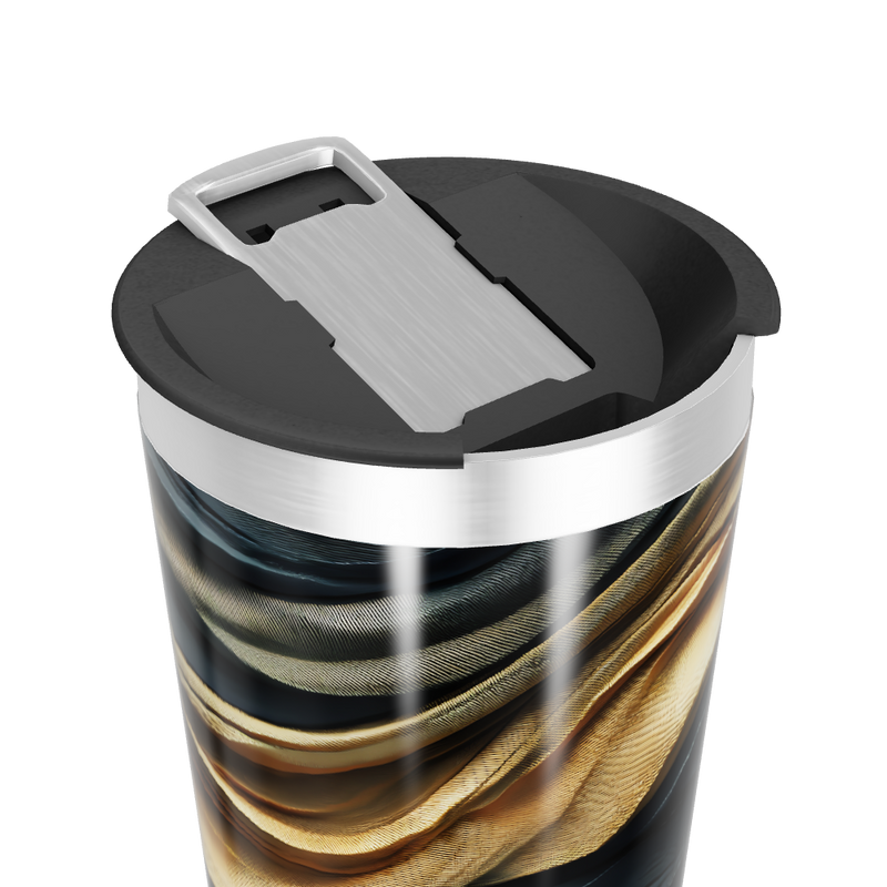 Copo Térmico - Estampa Abstrata Preta e Dourada