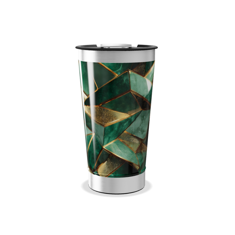 Copo Térmico - Verde com Detalhes Dourados