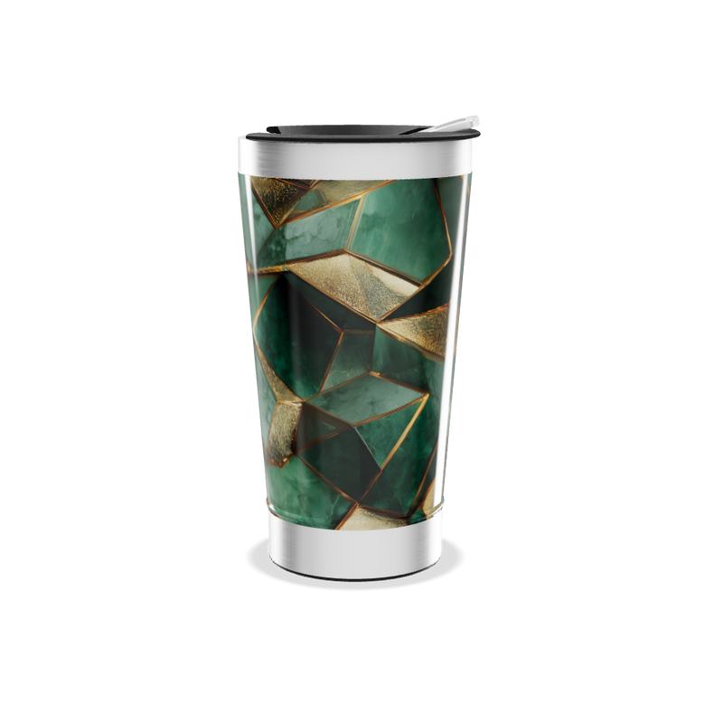Copo Térmico - Verde com Detalhes Dourados
