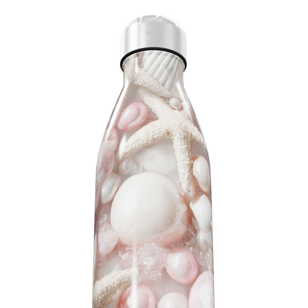 Garrafa Inox Estampa Conchas e Estrelas do Mar