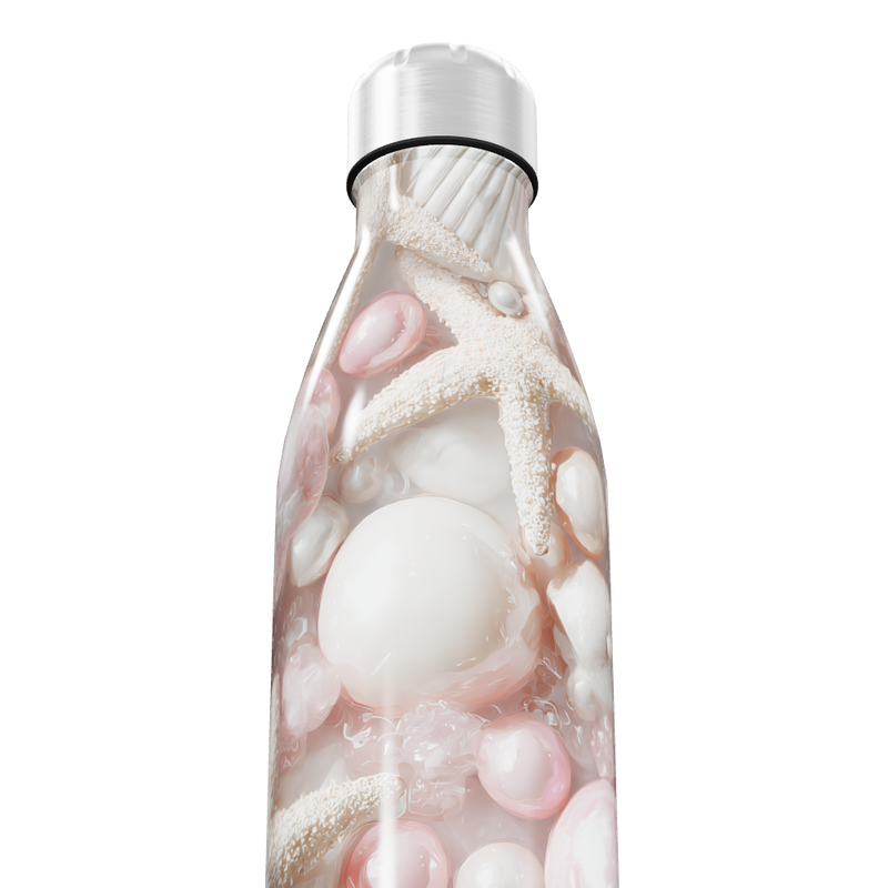 Garrafa Inox Estampa Conchas e Estrelas do Mar