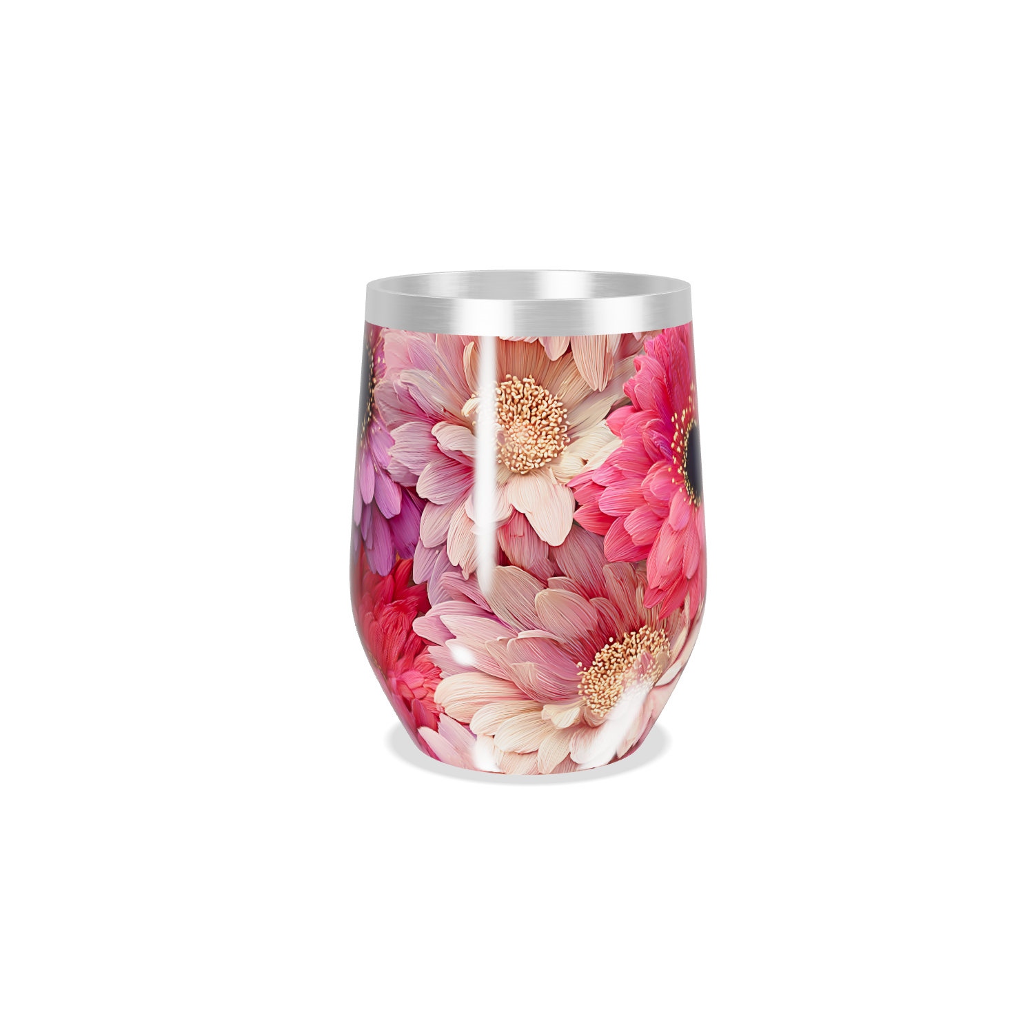 Copo Térmico Slim - Flores Rosa Inox
