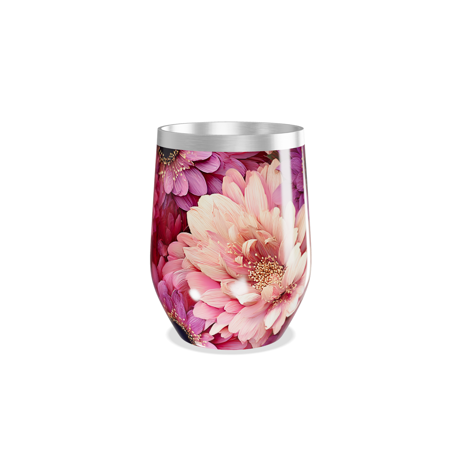Copo Térmico Slim - Flores Rosa Inox
