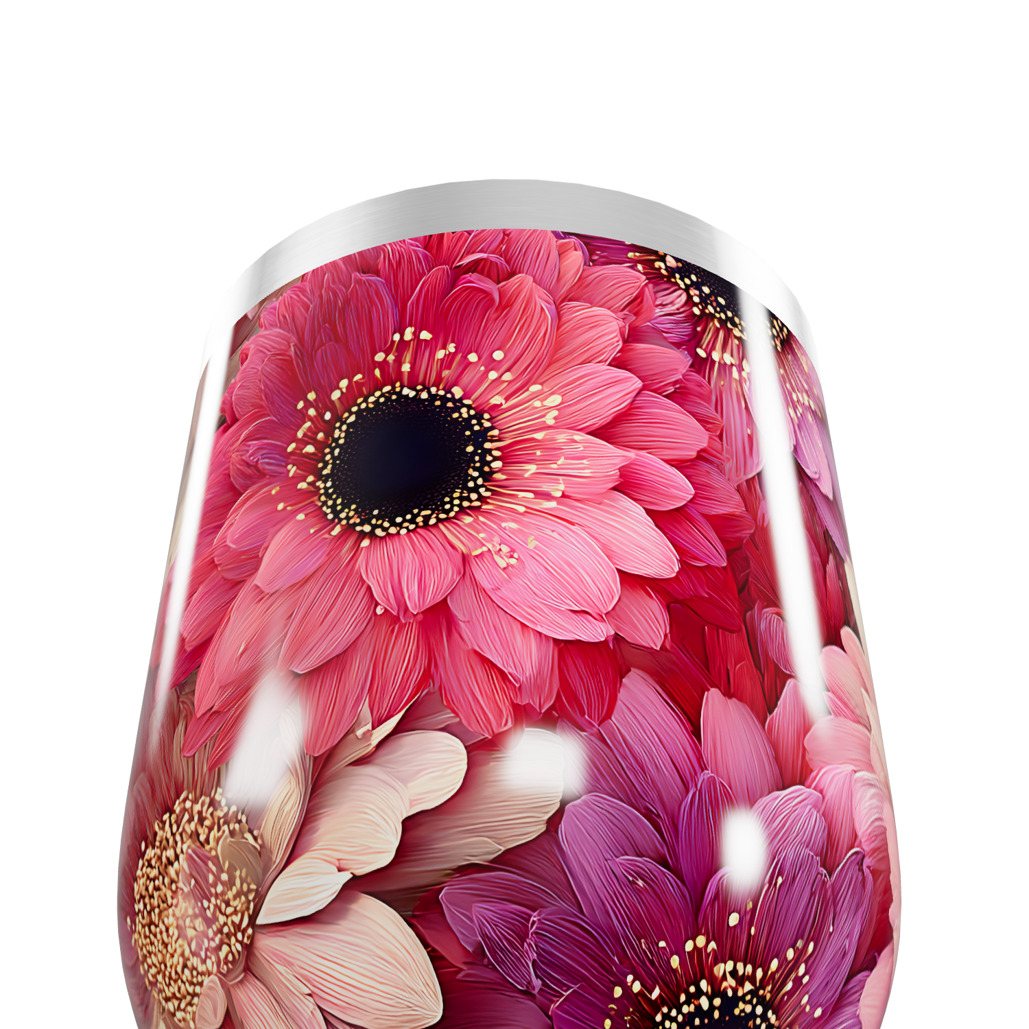 Copo Térmico Slim - Flores Rosa Inox