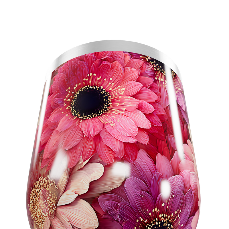 Copo Térmico Slim - Flores Rosa Inox