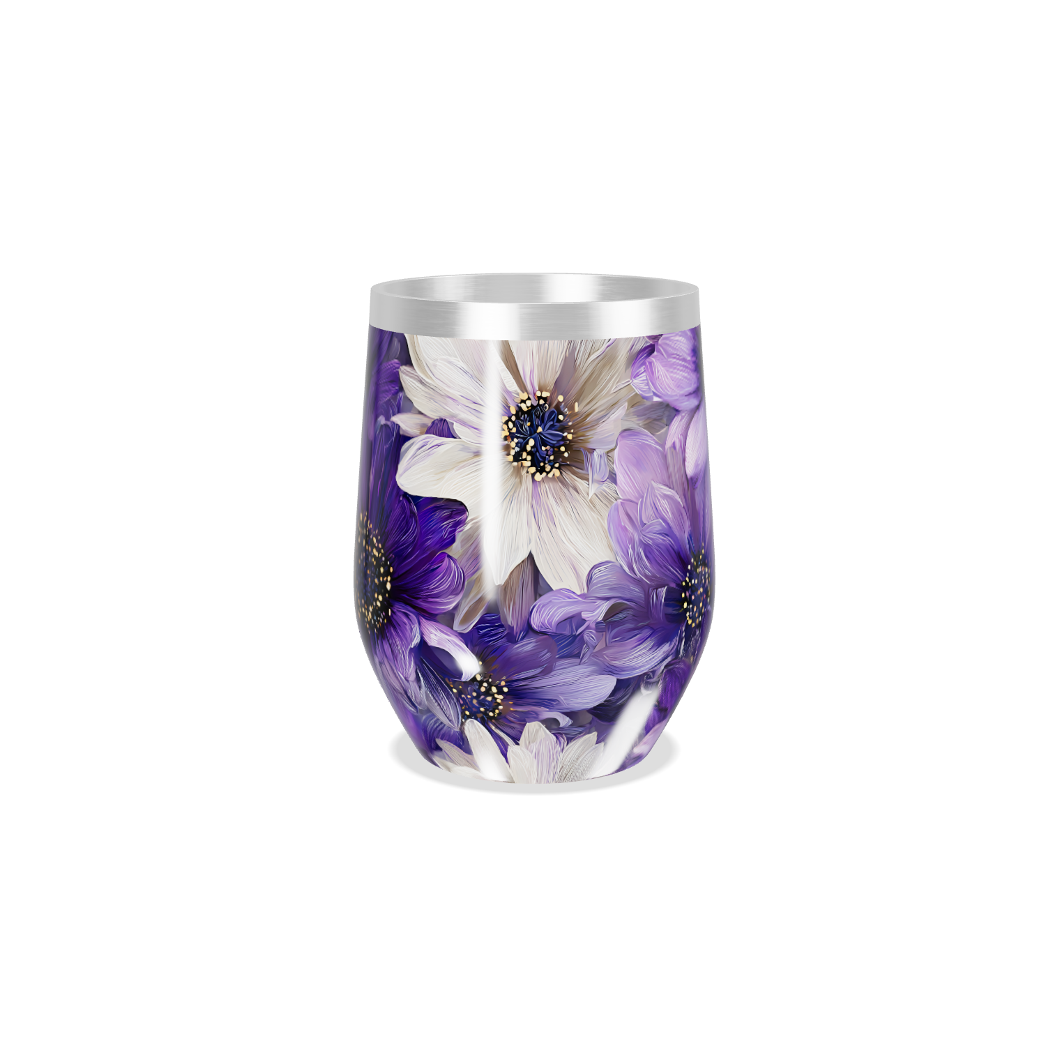 Copo Térmico Slim - Flores Roxas Aço Inox