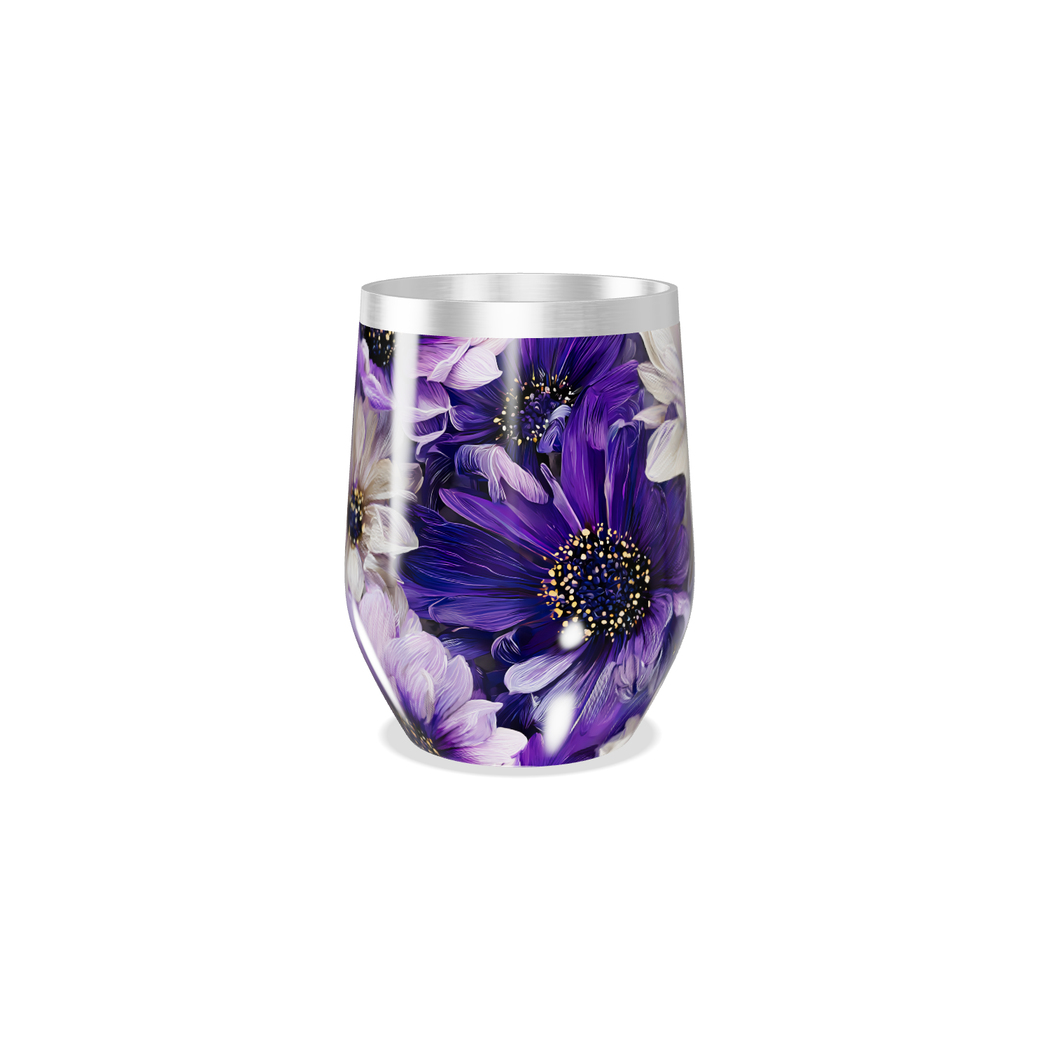 Copo Térmico Slim - Flores Roxas Aço Inox