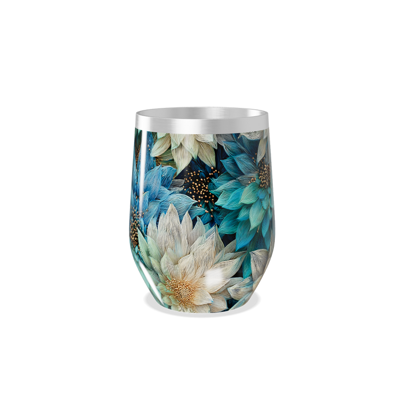 Copo Térmico Slim - Floral Azul Inox