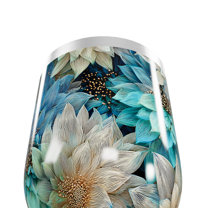 Copo Térmico Slim - Floral Azul Inox